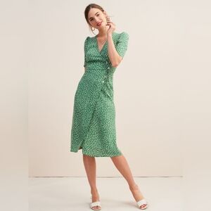 Rouje Green Gabin Wrap Dress, Size 36 (Small).